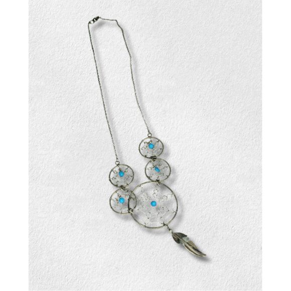 Jewelry - 925 Sterling Silver Dreamcatcher Necklace Turquoise Native American
